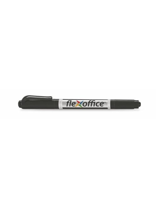 Alkoholos marker, 0,4/1,0 mm, kúpos, kétvégű, FLEXOFFICE "PM01", fekete (FOPM01FK)