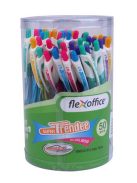 Zseléstoll, 0,35 mm, nyomógombos, vegyes színű test, FLEXOFFICE "Trendee", kék (FOZSB09B)