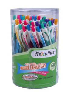   Zseléstoll, 0,35 mm, nyomógombos, vegyes színű test, FLEXOFFICE "Trendee", kék (FOZSB09B)