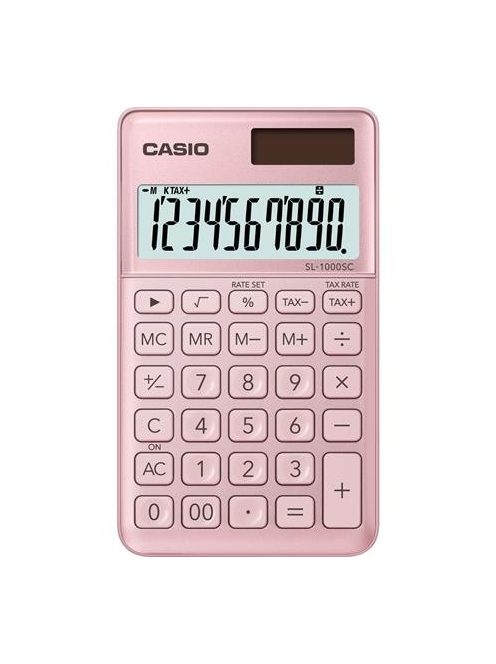 Számológép, asztali, 10 számjegy, CASIO "SL 1000", világos rózsaszín (GCSL1000PK)