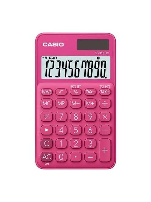 Számológép, asztali, 10 számjegy, CASIO "SL 310", rózsaszín (GCSL310RD)