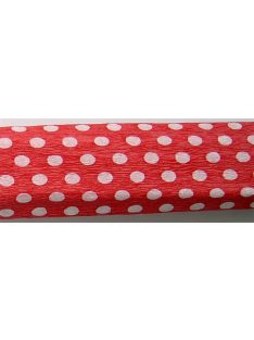   Krepp-papír, 50x200 cm, VICTORIA, piros alapon fehér pöttyös (HPRV00145)