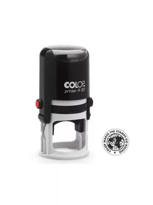 Bélyegző, kör, COLOP " Printer R 30", fekete cserepárnával (IC103000)