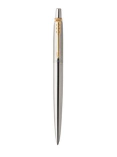   Golyóstoll, 0,7 mm, nyomógombos, arany színű klip, rozsdam. acél tolltest, PARKER "Royal Jotter", kék (ICPJBPSTGT)