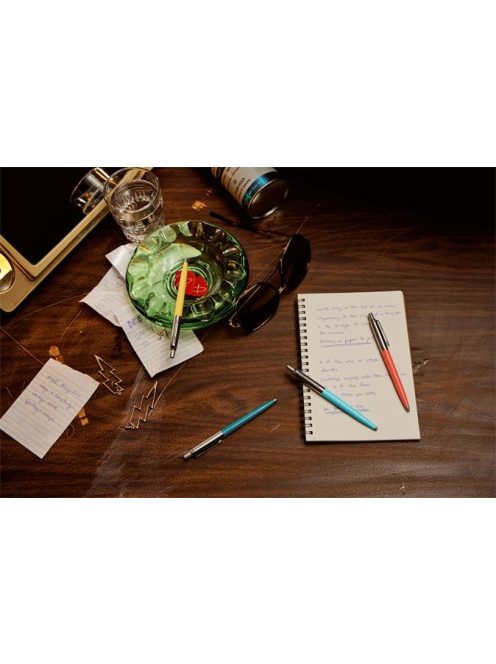 Golyóstoll szett, 0,7 mm, ezüst színű klip, piros és kék tolltest, PARKER "Jotter Glam Rock", kék (ICPJRGRPK)