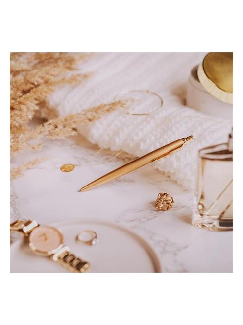 Golyóstoll, 0,7 mm, nyomógombos, arany színű klip, arany tolltest, PARKER, "Royal Jotter XL", kék (ICPJRXLA)