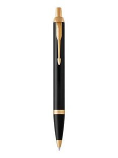   Golyóstoll, nyomógombos, arany színű klip, fekete tolltest, PARKER, "Royal IM", kék (ICPRIM02)