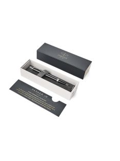   Golyóstoll, nyomógombos, ezüst színű klip, fekete tolltest, PARKER, "Royal IM", kék (ICPRIM03)