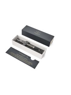   Golyóstoll, nyomógombos, ezüst színű klip, sötétbarna tolltest, PARKER, "Royal IM", kék (ICPRIM04)