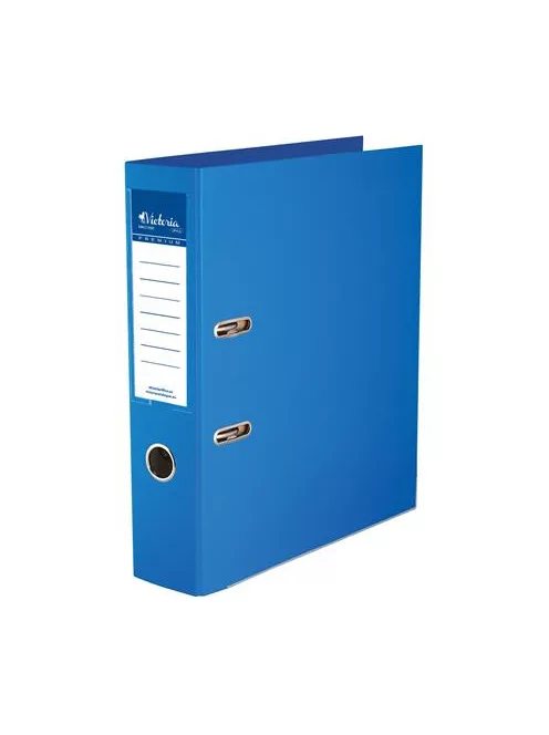 Iratrendező, 75 mm, A4, PP/PP, élvédő sínnel, VICTORIA OFFICE, "Premium", kék (IDIP75K)