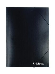Gumis mappa, karton, A4, VICTORIA OFFICE, fekete (IDPG01)