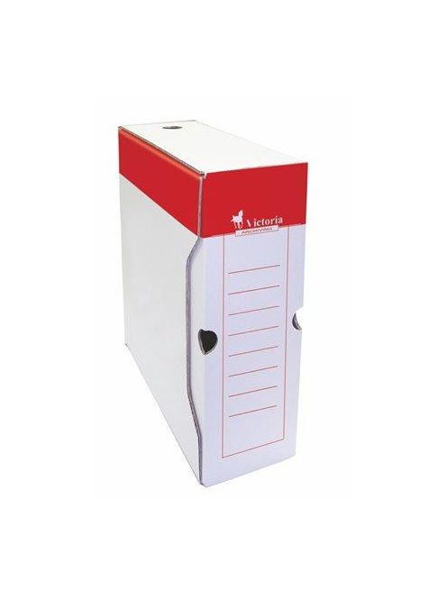 Archiválódoboz, A4, 100 mm, karton, VICTORIA OFFICE, piros-fehér (IDVAD10P)