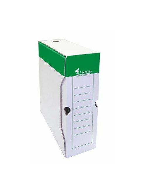 Archiválódoboz, A4, 100 mm, karton, VICTORIA OFFICE, zöld-fehér (IDVAD10Z)