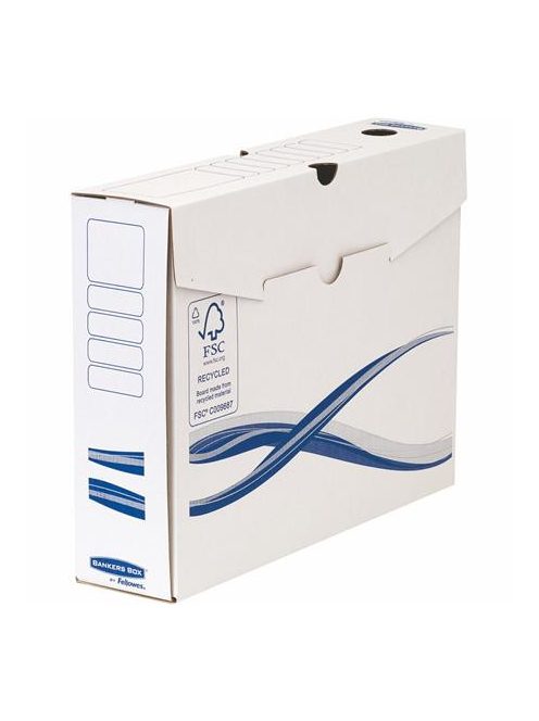Archiválódoboz, A4, 80 mm, FELLOWES "Bankers Box Basic", kék-fehér (IFW4460103)