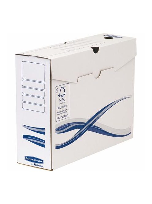 Archiválódoboz, A4+, 100 mm, FELLOWES "Bankers Box Basic", kék-fehér (IFW4460203)