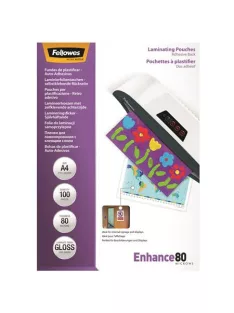   Meleglamináló fólia, 80 mikron, A4, fényes, öntapadó, 100 db, FELLOWES (IFW53022)
