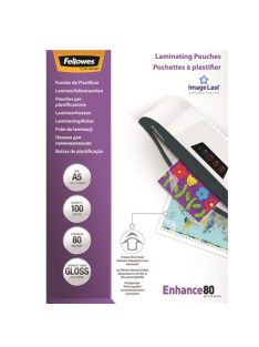   Meleglamináló fólia, 80 mikron, A5, fényes, 100 db,  FELLOWES (IFW53060)
