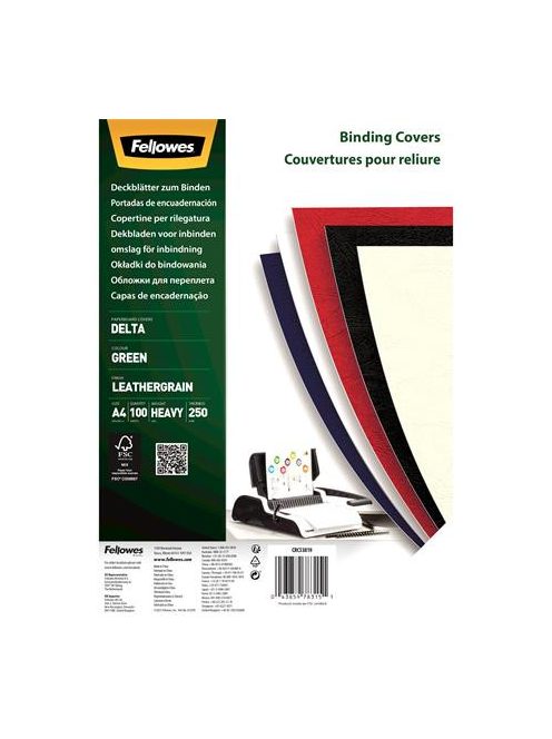 Hátlap, A4, 250 g, matt, FELLOWES "Delta", zöld, 100 db (IFW53819)