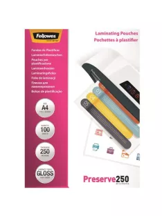  Meleglamináló fólia, 250 mikron, A4, fényes, 100 db, FELLOWES (IFW54018)