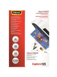   Meleglamináló fólia, 125 mikron, A4, SuperQuick, fényes, 100 db, FELLOWES (IFW54401)