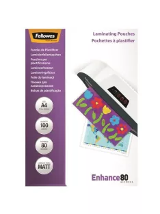   Meleglamináló fólia, 80 mikron, A4, matt, 100 db, FELLOWES (IFW54521)
