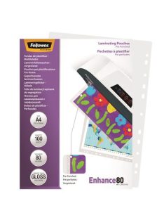   Meleglamináló fólia, lefűzhető, 80 mikron, A4, fényes, 100 db, FELLOWES (IFW54525)