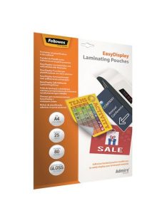   Meleglamináló fólia, 80 mikron, A4, fényes, öntapadó, 25 db, FELLOWES "Admire Easy Display" (IFW56017)