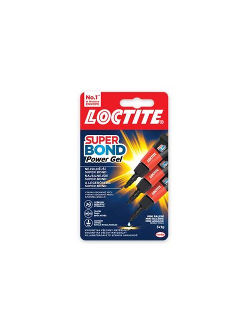 Pillanatragasztó gél, 3 x 1 g, HENKEL "Loctite Super Bond POWER Gél Mini Trio" (IHSAMT3)