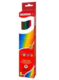   Színes ceruza készlet, háromszögletű, KORES "Triangular", 6 különböző szín (IK100306)