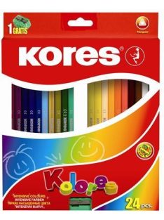   Színes ceruza készlet, háromszögletű, KORES "Triangular", 24 különböző szín (IK100324)