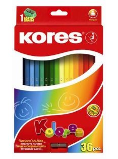   Színes ceruza készlet, háromszögletű, KORES "Triangular", 36 különböző szín (IK100336)