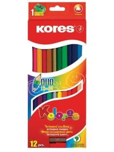   Színes ceruza készlet, kétvégű, háromszögletű, KORES "Duo", 24 különböző szín (IK100612)
