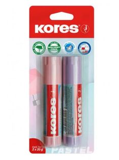   Ragasztóstift, pasztell színű tokban, 2x20 g, KORES, vegyes színek (IK12827)