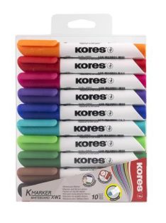   Tábla- és flipchart marker készlet, 1-3 mm, kúpos, KORES "K-Marker", 10 különböző szín (IK20800)