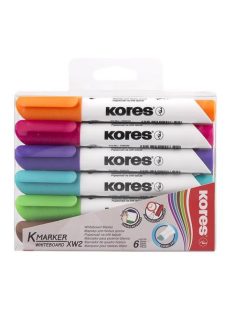   Tábla- és flipchart marker készlet, 1-3 mm, vágott, KORES "K-Marker", 6 különböző szín (IK20803)