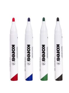   Tábla- és flipchart marker készlet, 1-3 mm, kúpos, KORES "K-Marker", 4 különböző szín (IK20843)