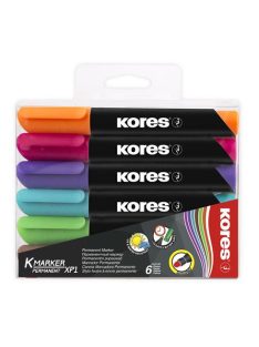   Alkoholos marker, 3-5 mm, kúpos, KORES "K-Marker", 6 különböző szín (IK20902)
