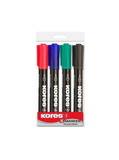 Alkoholos marker, 3-5 mm, kúpos, KORES "K-Marker", 4 különböző szín (IK20943)