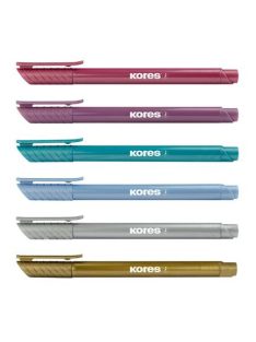   Ecsetirón készlet, KORES "Metallic Style", 6 metál szín (IK21461)
