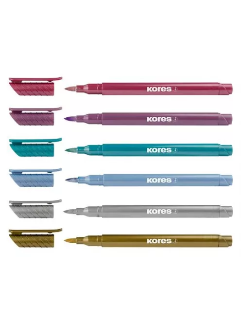 Ecsetirón készlet, KORES "Metallic Style", 6 metál szín (IK21461)