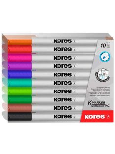  Tábla- és flipchart marker készlet, 1-3 mm kúpos, KORES "K-Marker", 10 különböző szín (IK22841)