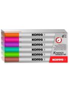 Tábla- és flipchart marker készlet, 1-3 mm kúpos, KORES "K-Marker", 6 különböző szín (IK22846)