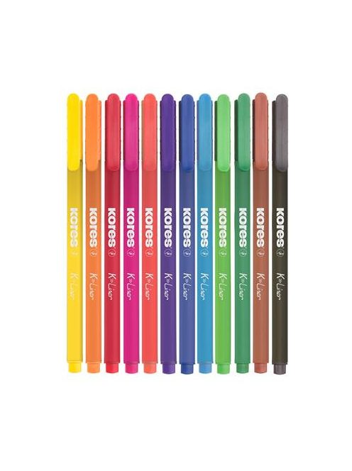 Tűfilc készlet, 0,4 mm, KORES "K-Liner", 12 különböző szín (IK28112)