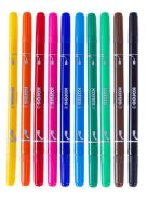 Filctoll készlet, 1-3 mm, kimosható, KORES "Korellos 2in1", 10 különböző szín (IK29021)