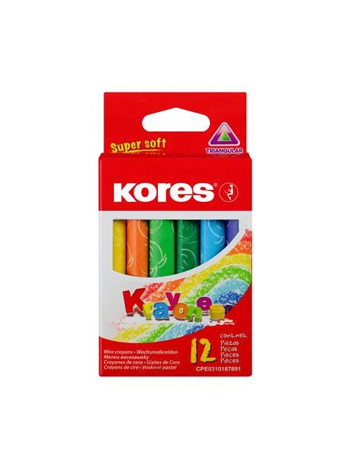 Zsírkréta, háromszögletű "KORES", 12 darabos (IK33101)