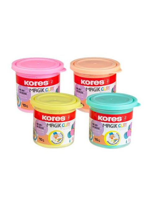 Gyurma,160 g, levegőre száradó, 4 pasztell szín, KORES "Magic Clay" (IK34242)
