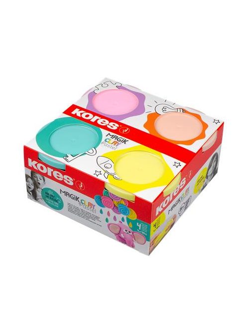 Gyurma,160 g, levegőre száradó, 4 pasztell szín, KORES "Magic Clay" (IK34242)