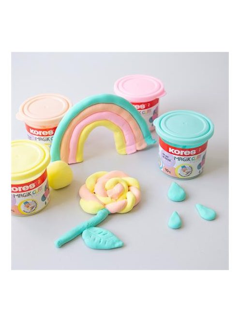 Gyurma,160 g, levegőre száradó, 4 pasztell szín, KORES "Magic Clay" (IK34242)