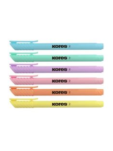   Szövegkiemelő készlet, 0,5-5 mm, KORES , 6 különböző pasztell szín (IK36246)