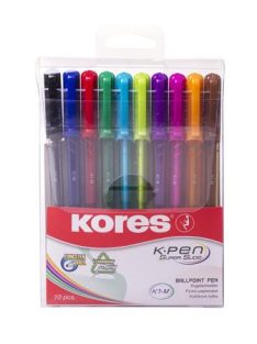   Golyóstoll készlet, 1,0 mm, kupakos, háromszögletű, KORES "K1-M", vegyes (IK37150)